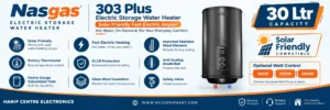 NASGAS ELECTRIC STORAGE WATER HEATER 303 PLUS