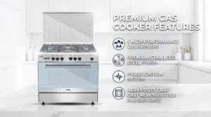 Upgrade your kitchen with the NASGAS 5 Burner Premium Cooking Range NG-786, a high-performance cooking solution designed for large families