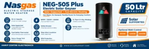 Nasgas NEG-505 Plus Electric Solar Geyser 50L